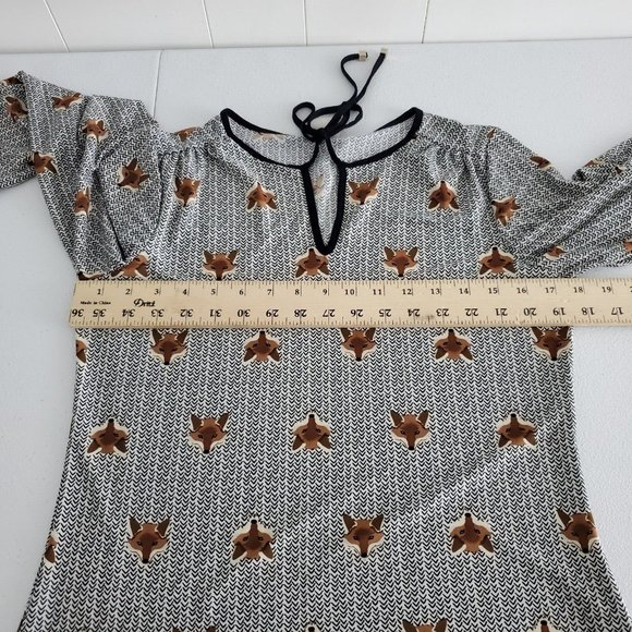 A Collection Lojas Renner Womens Fox Print Novelty Blouse Size P (US S) Keyhole - Picture 10 of 12
